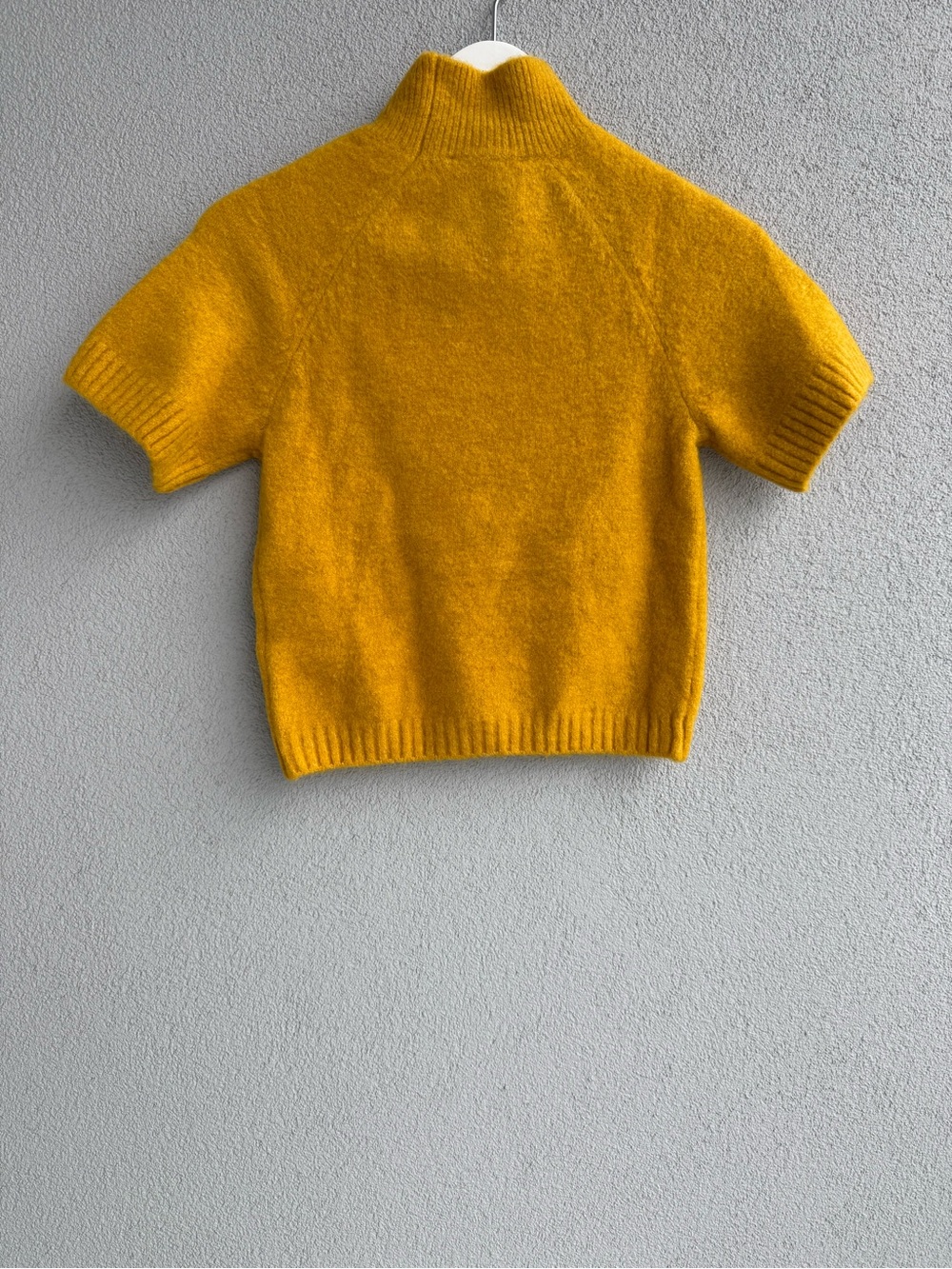 Zara Short-Sleeve Turtleneck Sweater in Mustard